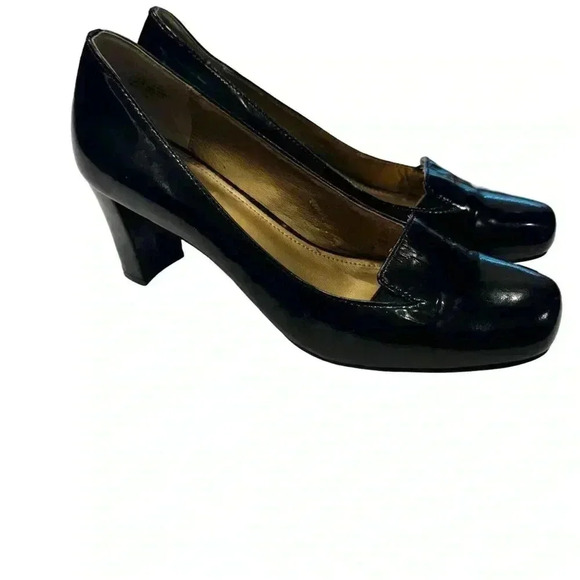 CIRCA JOAN & DAVID Size 9M Luxe -Voyeur Black Slip On Patent Leather Heels - Picture 1 of 10
